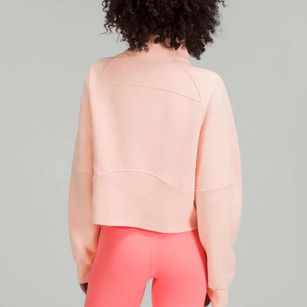 ❤️LULULEMON SCUBA OVERSIZED FUNNEL NECK HALF ZIP HOODIE-PEACH SATIN-M/L & XL/XXL - Picture 5 of 13
